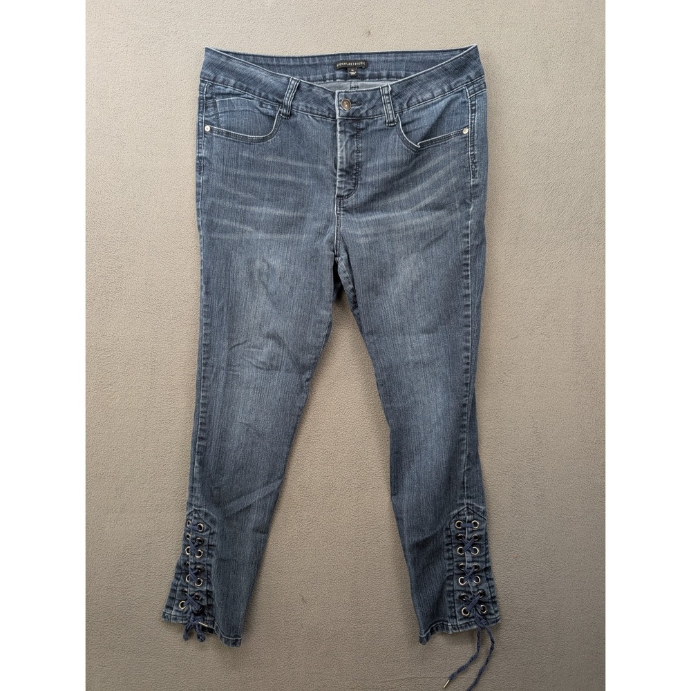 Signature Studio Denim Lace Up Hem Jeans Blue Womens Size 12